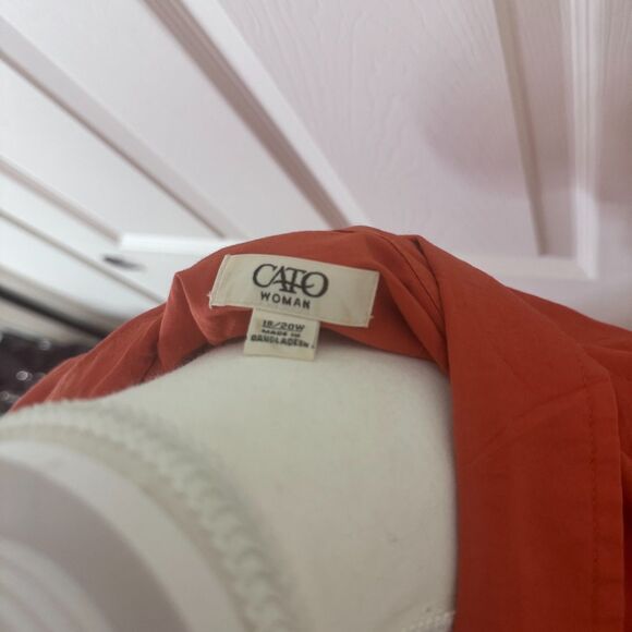 CATO Orange Cinched Waist Button Up Top | Size Small (Fits Medium) - Picture 3 of 5